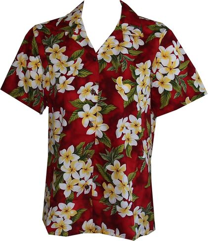 Made in Hawaii ! Women's Plumeria Season Hawaiian Aloha Camp Shirt in Saudi Arabia