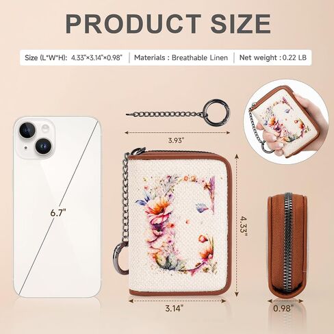 MEITRUE RFID Credit Card Holder Zipper Card Case for Ladies Small Keychain Wallets for Women in Kuwait