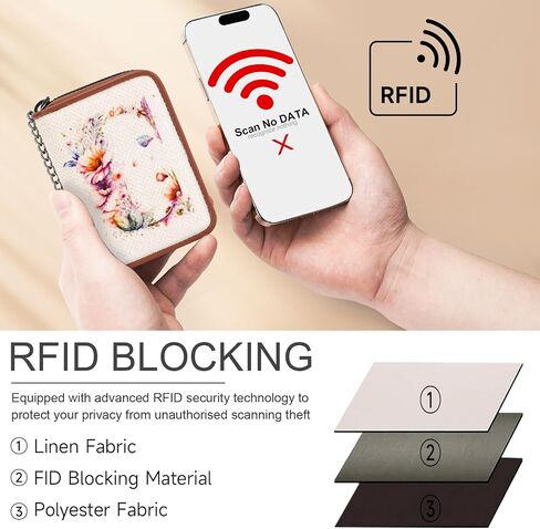 MEITRUE RFID Credit Card Holder Zipper Card Case for Ladies Small Keychain Wallets for Women in Kuwait