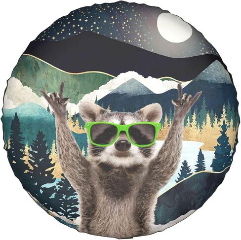 Funny Raccoon Spare Tire Cover Mountains Nature Scenery Wheel Protectors Weatherproof Dust-Proof Universal Fit for Jeep Wrangler Rv SUV Truck Travel Trailer and Many Vehicles 14" 15" 16" 17" in Saudi Arabia