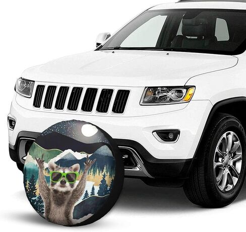 Funny Raccoon Spare Tire Cover Mountains Nature Scenery Wheel Protectors Weatherproof Dust-Proof Universal Fit for Jeep Wrangler Rv SUV Truck Travel Trailer and Many Vehicles 14" 15" 16" 17" in Saudi Arabia