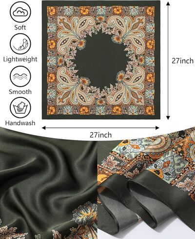 AWAYTR 100% Mulberry Silk Scarf for Women - 27 IN Pure Silk Hair Scarf Silk Head Scarf for Hair Neck Scarf with Gift Pack in Kuwait
