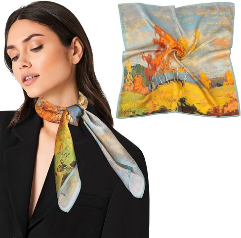 AWAYTR 100% Mulberry Silk Scarf for Women - 27 IN Pure Silk Hair Scarf Silk Head Scarf for Hair Neck Scarf with Gift Pack in Kuwait