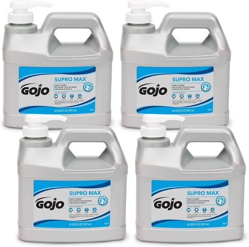 GOJO SUPRO MAX Hand Cleaner, 1/2 Gallon Heavy Duty Hand Cleaner Pump Bottle (Pack of 4) – 0972-04 in Saudi Arabia