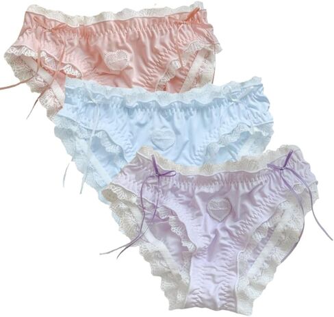 Women’s Underwear Cotton Panties Lace Cute Kawaii Japanese Underwear 3 Pack in Saudi Arabia