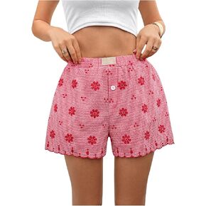 Milumia Women's Floral Embroidered Wide Leg Shorts Scallop High Waist Shorts