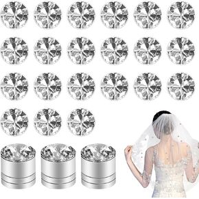 24 Pcs Wedding Veil Weights, Bling Diamonds for Bridal, Dress Weights for Wind Shiny Crystals Hijab Decor Bride Wedding Dress Accessories for Clothes Scarves Women Girls Gifts