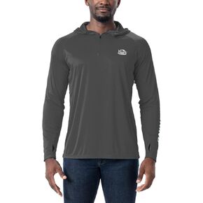 قميص Willit الرجالي ذو القلنسوة بعامل حماية من أشعة الشمس 50+ لصيد الأسماك بنصف سحاب وأكمام طويلة وعامل حماية من الشمس SPF للتنزه سيرًا على الأقدام خفيف الوزن in Kuwait