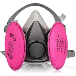 Half Facepiece Reusable Respirator， with 2097 filters Against Dust, Particle, Pollen, Lead Paint & Asbestos,Widely Used in Painting, Cement plant，Decorating Carpentry, Welding, Metal Cutting