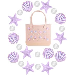 23PCS Rubber Beach Bag Accessories Charms,Beach Totes Accessories Inserts Starfish Charms