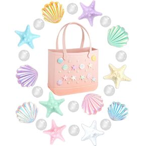 23PCS Rubber Beach Bag Accessories Charms,Beach Totes Accessories Inserts Starfish Charms
