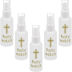 5Pcs Holy Water Bottles Small Spray Bottle Holy Water Container 2zo/60ml Holy Water Plastic Bottle for Christmas Halloween Thanksgiving Baptism Party Church