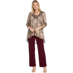 R&M Richards Print Foggy Foil Crinkle Duster Pant Set
