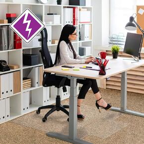 Floortex® Computex® Anti-Static Vinyl Lipped Chair Mat for Carpets up to 3/8" - 36" x 48", Ships Flat, Clear