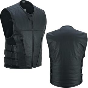 Men's Motorcycle Motorbike Premium Quality Leather Vest Biker Riders Sleeveless Vests