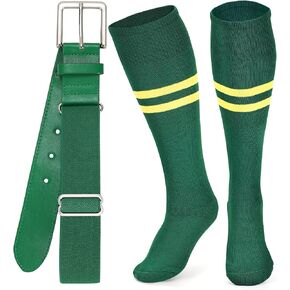 WHIPPY Baseball Belt and Socks Combo Adult Youth Softball Socks and Adjustable Elastic Waist Belt for Men Women Boys Girls