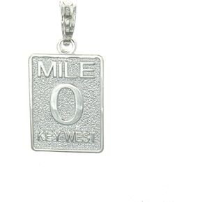 925 Sterling Silver Travel Charm Pendant, Small Mile Marker 0 Key West