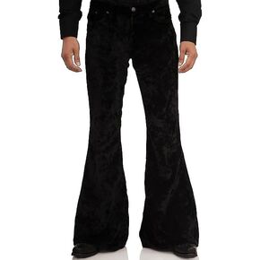 Mens Bell Bottom Velvet Pants 60s 70s Disco Outfits for Men Vintage Flared Jeans
