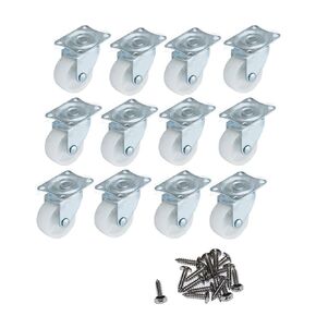 HOWDIA 1" Small Caster Wheels Swivel Casters Trolley Wheels for Furniture Project Cart, Industrial Casters Single Wheel with Rubber Base Ball Bearing Heavy Duty(12 Pack)