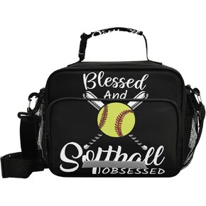 Softball Baseball Lunch Bag, Cooler Lunch Tote Box Insulated Lunch Bags Food Container for Men Women Kids