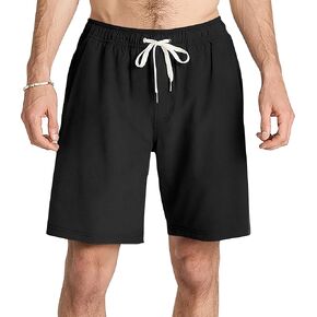 Mens Drawstring Casual Shorts Elastic Waist Summer Beach Shorts with Pockets