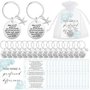 the Starfish Story Coworker Leaving Employee Thank You Inspirational Keychain White Organza Bags for Team Retirement