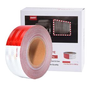 شريط عاكس DOT-C2 مقاس 2 بوصة × 70 قدمًا، شريط عاكس باللونين الأحمر والأبيض في الهواء الطلق مقاوم للماء شديد التحمل، لاصق قوي للتحذير من المخاطر، شريط تحذيري عاكس، شريط واضح للمقطورة
