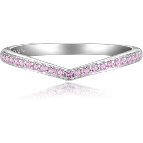 STARCHENIE 925 Sterling Silver Stackable Ring for Women Anniversary Wedding Band Wishbone Rings Size 5-10