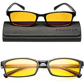 Prospek Blue Light Computer Glasses, ELITE for Women and Men, Anti Glare Amber Lens, 99% Blue Light Blockers High Optical Quality Lenses (No Magnification)