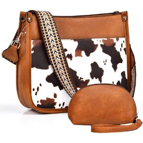 Crossbody Bags for Women Fashion Vegan Leather Hobo Purses Shoulder Handbags 2pcs Wallet Set with Guitar Strap