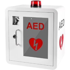 خزانة CMXIKJ AED مثبتة على الحائط، خزانة معدنية فولاذية مع منبه وقفل سريع، تناسب جميع العلامات التجارية لعلوم القلب، مزيل الرجفان AED، Zoll، Physio-Control، 16.5 × 6 × 20.4 بوصة