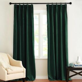 KGORGE Taupe Pinch Pleated Velvet Curtains 96 inches, Thermal Insulated Room Darkening Hook Rings & Back Tab Drapes for Bedroom Living Room, W 34 x L 96, 2 Panels