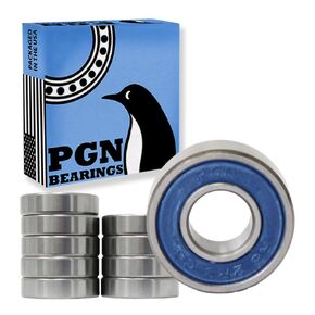 PGN (10 Pack) R6-2RS Bearing - Lubricated Chrome Steel Sealed Ball Bearing - 3/8"x7/8"x9/32" Bearings with Rubber Seal & High RPM Support