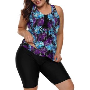 LALAGEN Women's 2024 Plus Size Tankini Swimsuit Rash Guard Capris Athletic Two Piece Swimwear Bathing Suits for Women S-5X