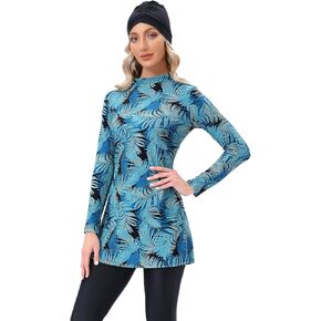 Women Muslim Burkini Swimsuits Modest Swimwear Islamic Long Sleeve Full Cover Hijab Dress Top Swim Pants ​Bathing Suit
