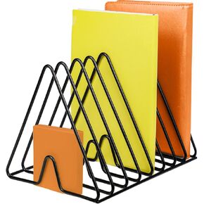 2 PACK 8 Slot Metal Vinyl Record Holder, Triangle Notebook Storage Mesh Magazine Album Display Rack, Triangle Desktop File Sorter Organizer for Home Office