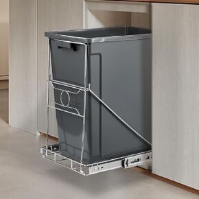 Pull Out Trash Can, Stainless Steel Kitchen Adjustable Trash Slide Out Shelf, Cabinet Trash Can Pull Out Kit, Trash Can Not Included.(Sliver)
