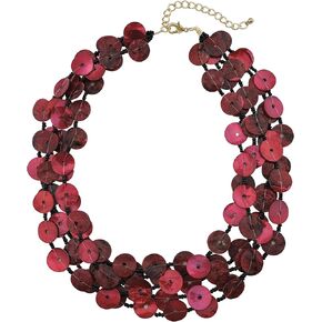 Bocar Multi Strand Statement Shell Colorful Collar Necklace for Women