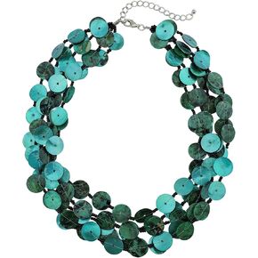 Bocar Multi Strand Statement Shell Colorful Collar Necklace for Women