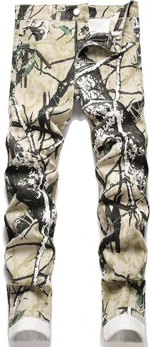OIIIO Men's Athletic Fit Jeans Denim Pants in Saudi Arabia
