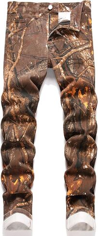 OIIIO Men's Athletic Fit Jeans Denim Pants in Saudi Arabia