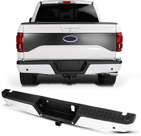المصد الخلفي KYX متوافق مع Ford F150 2015 2016 2017 2018 2019 2020، مصد خلفي من الكروم مع فتحات مستشعر ووصلة سحب ماكس، بدون فتحات عادم مزدوجة، بديل لـ FO1103191، FL3Z17906DPTM in Saudi Arabia