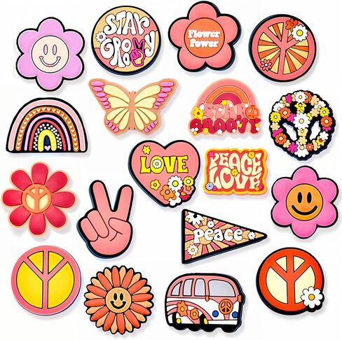 Summer Peace Love Shoe Decoration Charms Holiday Horse Shoe Charms Hairdressing Shoe Charms for Shoes Bracelets Bands Slides shoe Accessories in Saudi Arabia