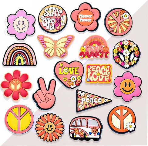 Summer Peace Love Shoe Decoration Charms Holiday Horse Shoe Charms Hairdressing Shoe Charms for Shoes Bracelets Bands Slides shoe Accessories in Saudi Arabia
