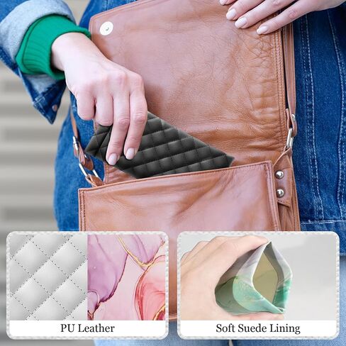 4 Pcs Squeeze Top Sunglass Case with Cleaning Cloth, Soft Leather Eyeglass Case Portable Sunglasses Pouch in Saudi Arabia