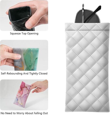 4 Pcs Squeeze Top Sunglass Case with Cleaning Cloth, Soft Leather Eyeglass Case Portable Sunglasses Pouch in Saudi Arabia