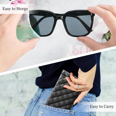 4 Pcs Squeeze Top Sunglass Case with Cleaning Cloth, Soft Leather Eyeglass Case Portable Sunglasses Pouch in Saudi Arabia
