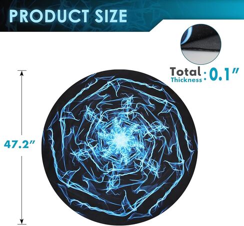سجادة كرسي الألعاب، 47 بوصة دائرية بسمك 3 مم من المطاط لكرسي مكتب الكمبيوتر للأرضيات الصلبة، سجادات كرسي دوارة مضادة للانزلاق لغرفة الألعاب والمكتب والمنزل in Kuwait