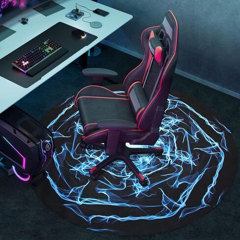 سجادة كرسي الألعاب، 47 بوصة دائرية بسمك 3 مم من المطاط لكرسي مكتب الكمبيوتر للأرضيات الصلبة، سجادات كرسي دوارة مضادة للانزلاق لغرفة الألعاب والمكتب والمنزل in Kuwait