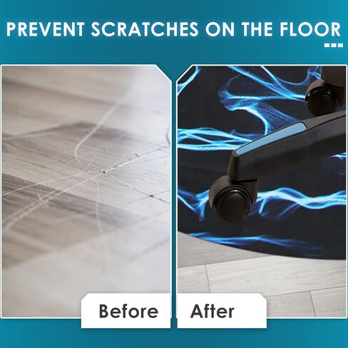 سجادة كرسي الألعاب، 47 بوصة دائرية بسمك 3 مم من المطاط لكرسي مكتب الكمبيوتر للأرضيات الصلبة، سجادات كرسي دوارة مضادة للانزلاق لغرفة الألعاب والمكتب والمنزل in Kuwait